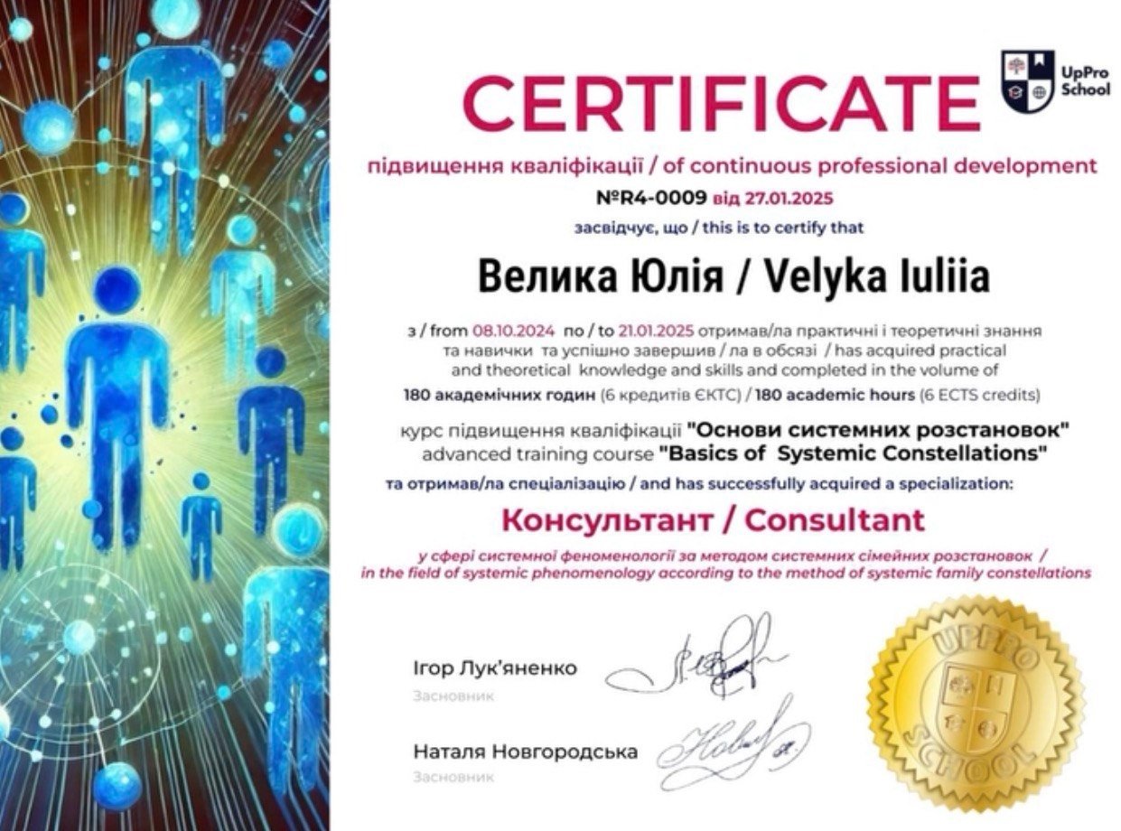 Сертифікат UpPro School, 180 годин, 6 ECTS